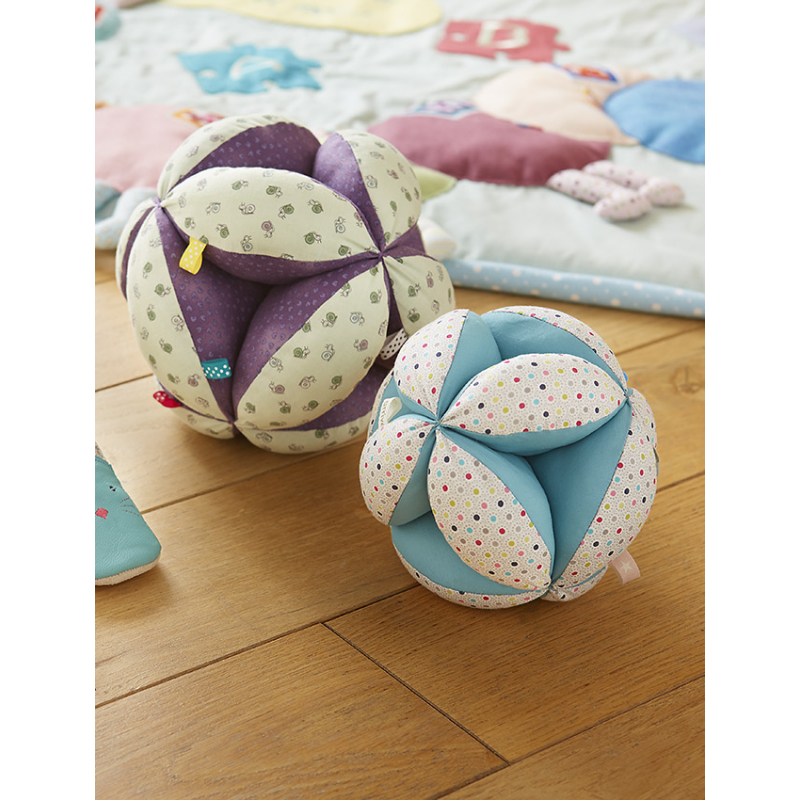 Balle de préhension Montessori jeu d'éveil bébé en tissu 100% coton - Orange