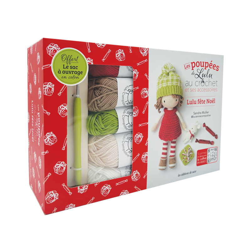 Coffret Lulu fête Noël : kit poupée au crochet Lulu Compotine