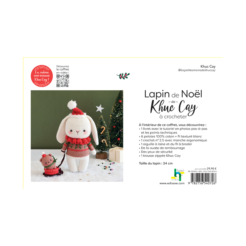 COFFRET Lapin de Noël de Khuc Cay à crocheter Kit Crochet