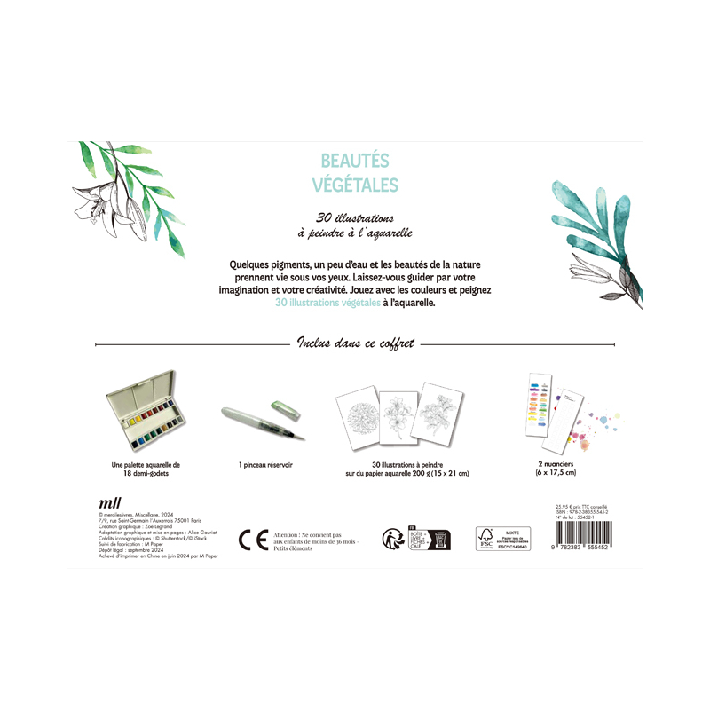 Coffret aquarelle : Beautés végétales Kit LES KITS AUX EDITIONS DE SAXE