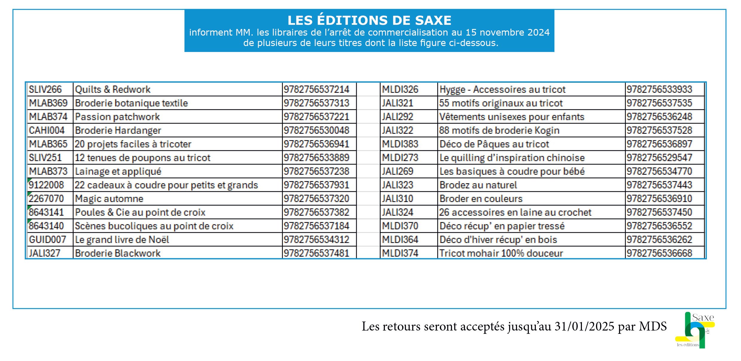 Arrêts de commercialisation